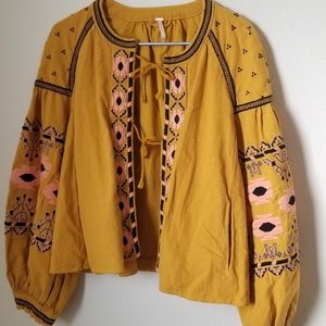 Free People Boho Embroidered Jacket